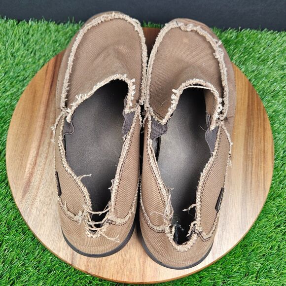 CROCS Santa Cruz Shoes Mens 11 Brown Slip On Canvas Loafer Slippers Casual - Picture 10 of 15